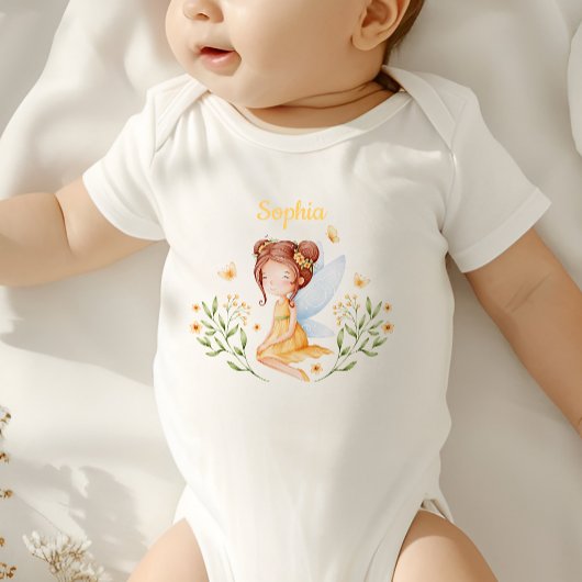 Personalized Baby Girl Fairy Bodysuit Baby Strampler