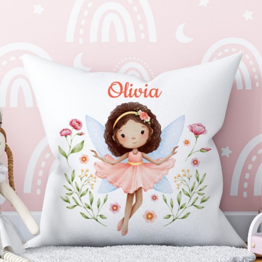 Personalized Baby Girl Pillow With A Fairy Print Kissen