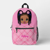 Personalized Baby Girl Pink Plaid Printed Backpack Bedruckter Rucksack (Vorderseite)