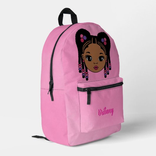 Personalized Baby Girl Pink Printed Backpack Bedruckter Rucksack (Rückseitige Ecke links)