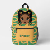 Personalized Baby Girl yellow Printed Backpack Bedruckter Rucksack (Vorderseite)