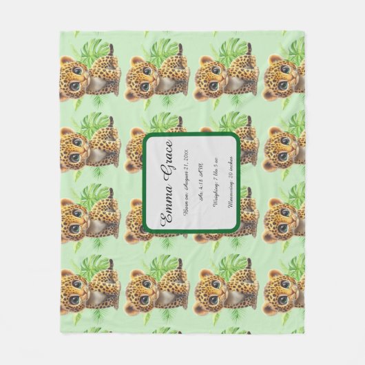 Personalized Baby Leopard Jungle Fleece Blanket (Vorderseite)