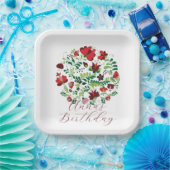 Personalized Baby Name Floral Party Plates Pappteller (Party)