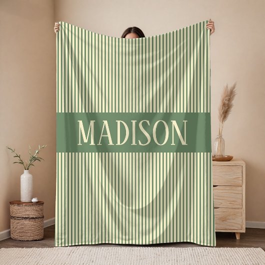 Personalized Baby Name Sage Blanket Gift for Kids Fleecedecke