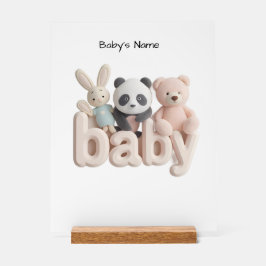 Personalized Baby Name Wall Art – Cute Animal Nurs Acrylschild