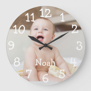Personalized Baby Photo Name Große Wanduhr