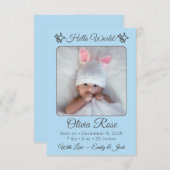 Personalized Baby Photo Name & Parents for Newborn Ankündigung (Vorne/Hinten)