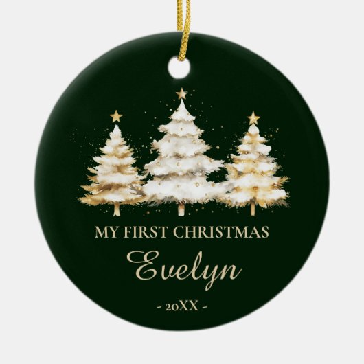 Personalized Baby’s First Christmas (Name & Photo) Keramik Ornament (Vorne)