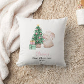 Personalized Baby’s First Christmas rabbit theme  Kissen (Decke)