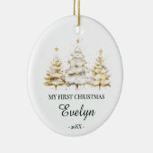 Personalized Baby’s First Christmas, White Keramik Ornament (Rechts)