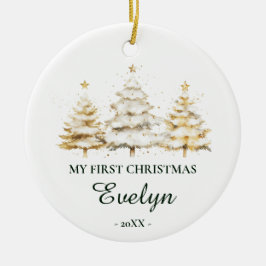 Personalized Baby’s First Christmas, White Keramik Ornament