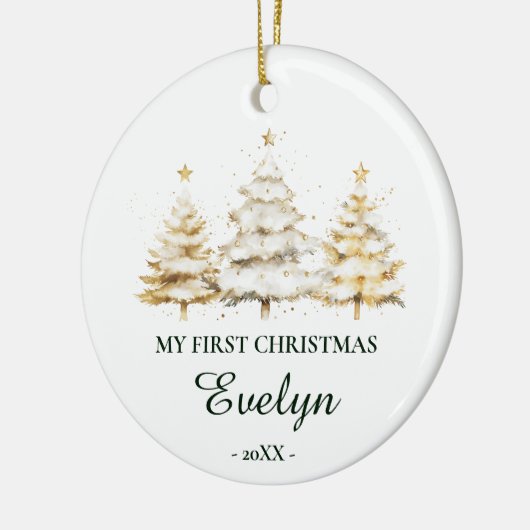 Personalized Baby’s First Christmas, White Keramik Ornament (Links)