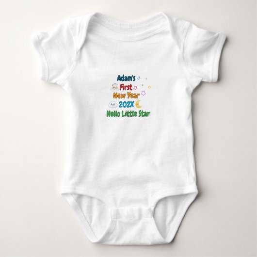 Personalized Baby’s First New Year – Cute Design Baby Strampler (Vorderseite)
