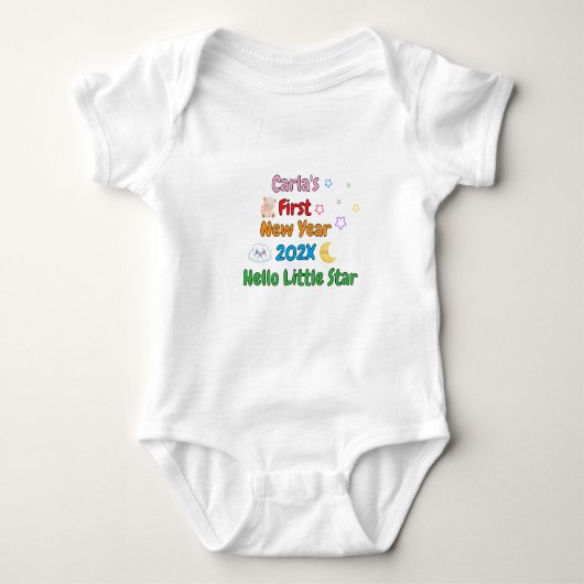 Personalized Baby’s First New Year – Cute Design Baby Strampler (Vorderseite)