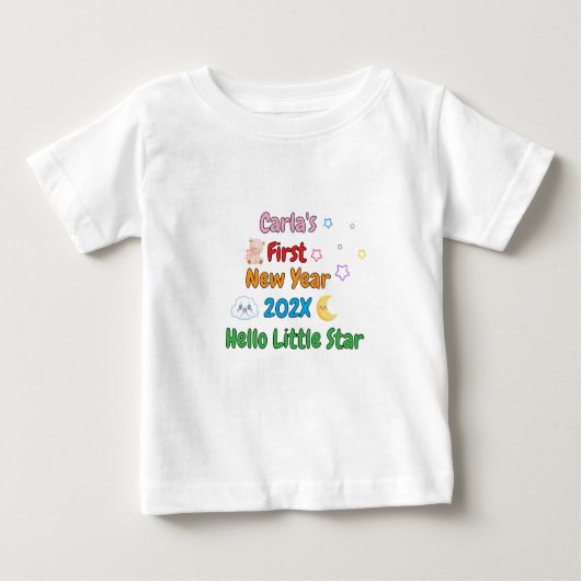 Personalized Baby’s First New Year – Cute Design Baby T-shirt (Vorderseite)