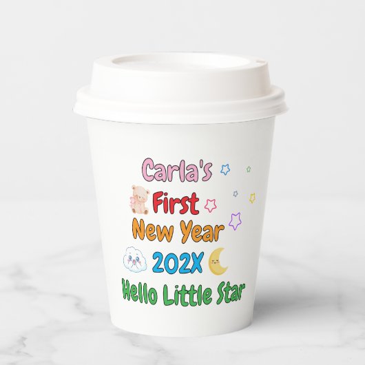 Personalized Baby’s First New Year – Cute Design Pappbecher (Vorderseite)