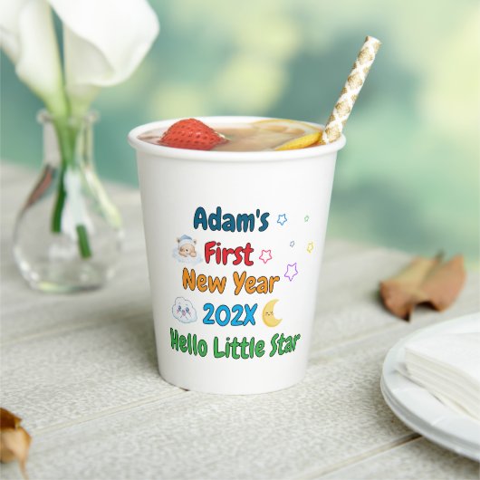 Personalized Baby’s First New Year – Cute Design Pappbecher (In Situ)