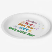 Personalized Baby’s First New Year – Cute Design Pappteller (Schrägansicht)