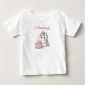 Personalized Baby Unicorn Birthday Cake T-Shirt (Vorderseite)
