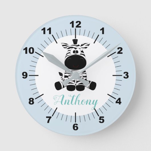 Personalized Baby Zebra Square Wall Clock Runde Wanduhr (Vorderseite)