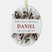 Personalized Baby's 1st Christmas Winter Floral Keramik Ornament (Rechts)