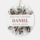 Personalized Baby's 1st Christmas Winter Floral Keramik Ornament (Links)