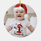 Personalized Baby's 1st Christmas Winter Floral Keramik Ornament (Hinten)