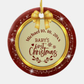 Personalized Baby's First Christmas Photo Keepsake Keramik Ornament (Hinten)