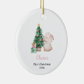  Personalized Baby's First Christmas rabbit  Keramik Ornament (Rechts)