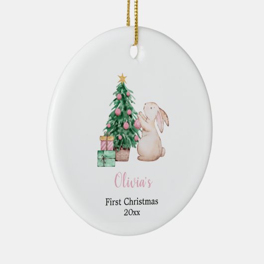  Personalized Baby's First Christmas rabbit  Keramik Ornament (Rechts)
