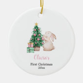  Personalized Baby's First Christmas rabbit  Keramik Ornament (Vorne)
