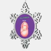 Personalized Baby's First Christmas Snowflake Orna Schneeflocken Zinn-Ornament (Rechts)