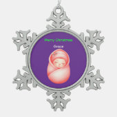 Personalized Baby's First Christmas Snowflake Orna Schneeflocken Zinn-Ornament (Vorderseite)