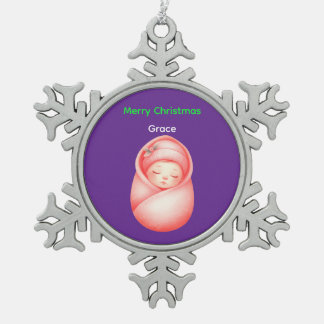 Personalized Baby's First Christmas Snowflake Orna Schneeflocken Zinn-Ornament