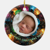Personalized Baby's First Christmas with Photo Keramik Ornament (Hinten)