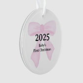 Personalized Baby's First Christmas YEAR Pink Bows Ornament (Vorderseite)