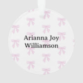 Personalized Baby's First Christmas YEAR Pink Bows Ornament (Rückseite)