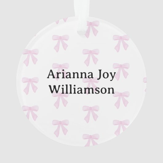 Personalized Baby's First Christmas YEAR Pink Bows Ornament (Rückseite)