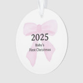Personalized Baby's First Christmas YEAR Pink Bows Ornament (Vorderseite)