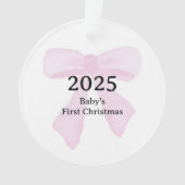 Personalized Baby's First Christmas YEAR Pink Bows Ornament (Vorderseite)