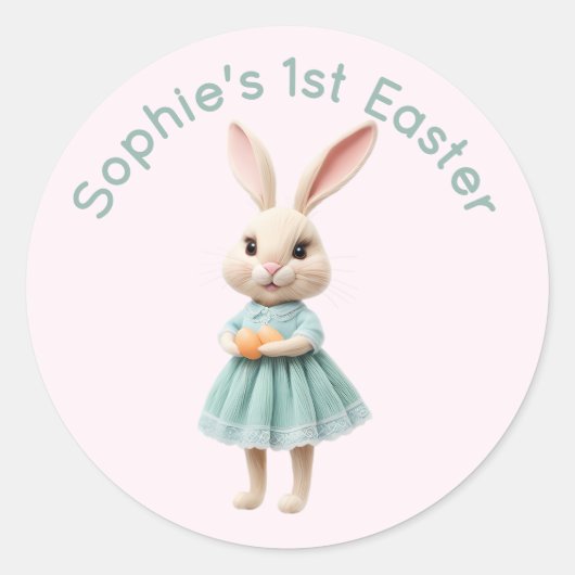 Personalized Baby's First Easter Sticker - Cute 3D (Vorderseite)
