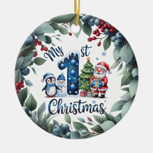 Personalized Baby's First Holiday Keepsake Keramik Ornament (Vorne)