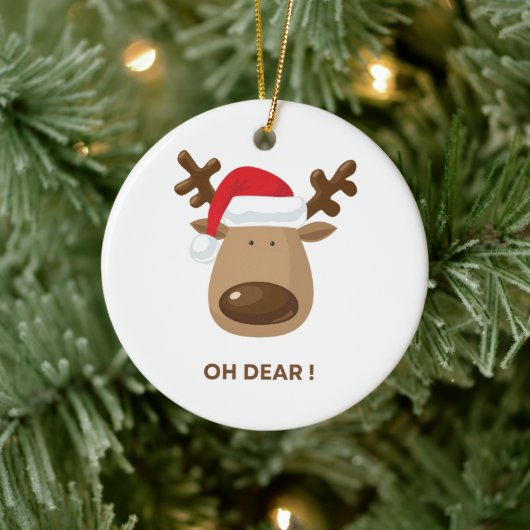 Personalized back note Oh Dear Reindeer Coworkers Keramik Ornament (Baum)