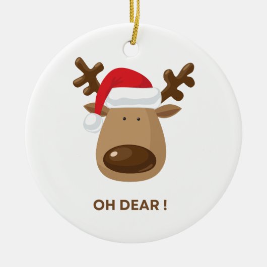 Personalized back note Oh Dear Reindeer Coworkers Keramik Ornament (Vorne)