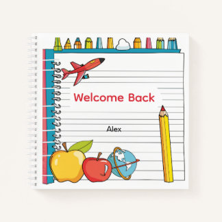 Personalized Back to School Apple Notebook for Kid Notizblock