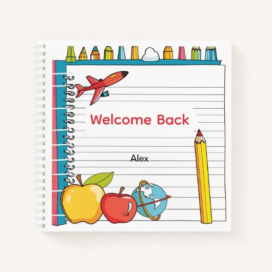 Personalized Back to School Apple Notebook for Kid Notizblock (Vorderseite)