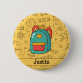 Personalized Back to School Backpack & Doodles Button (Vorderseite)