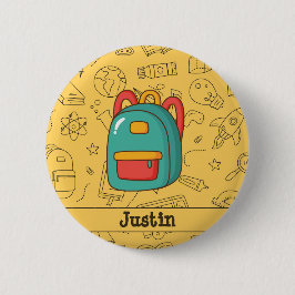 Personalized Back to School Backpack & Doodles Button