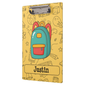 Personalized Back to School Backpack & Doodles Klemmbrett