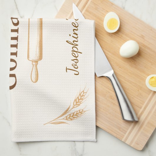 Personalized Bakers Gonna Bake Wheat Rolling Pin  Geschirrtuch (Viertel Falte)